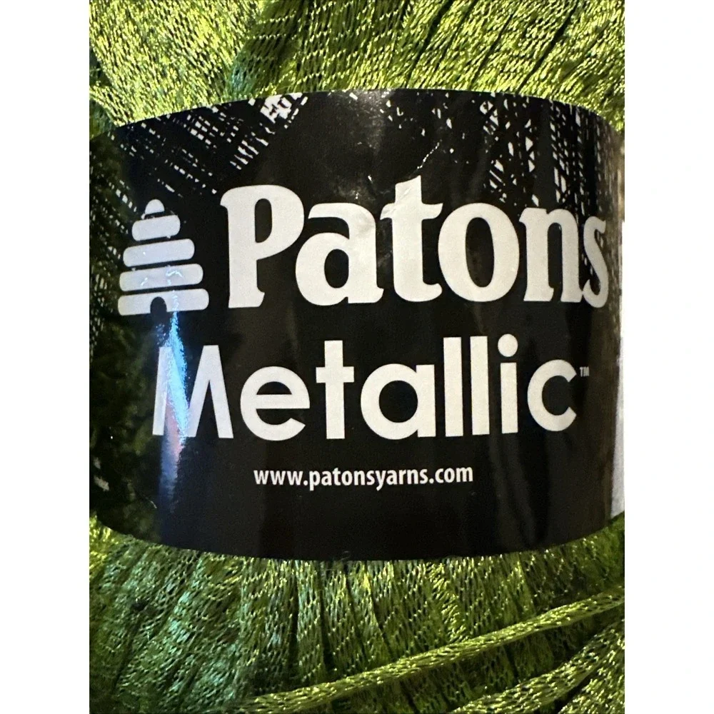 2 Skeins Patons Metallic Green Yarn (Discontinued) 95244